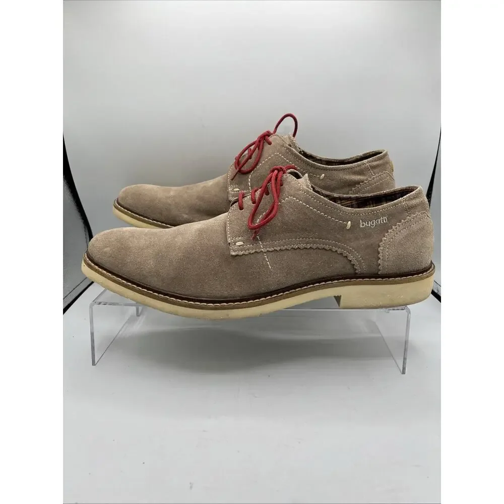 Bugatti Men's EU 46 US 13 Tan Suede Derby Lace-Up Shoes Comfort Classic